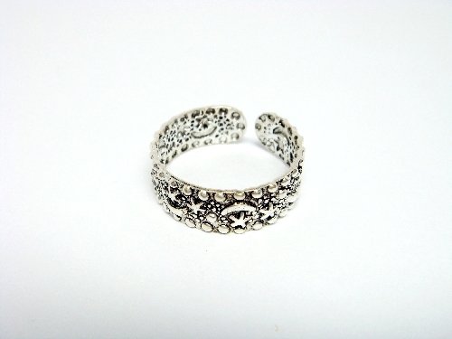 Sterling Silver Celestial Star Moon Oxidized Toe Ring
