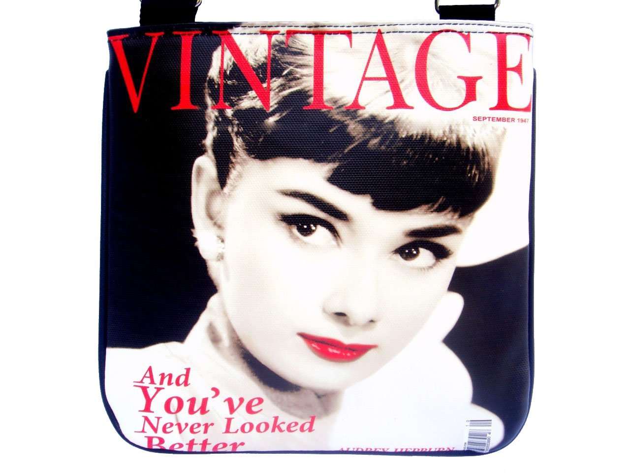 Audrey Hepburn Vintage Retro Red Lip Messenger Sling Bag Purse