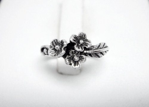 925 Sterling Silver Flowers Oxidized Adjustable Pinky Toe Ring