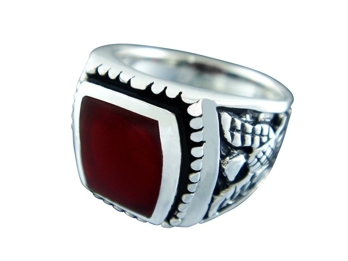 925 Sterling Silver Men's German Eagle Carnelian Ring