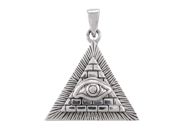 925 Sterling Silver Egyptian Pyramid All-Seeing Evil Eye of Horus Illuminati Charm Pendant