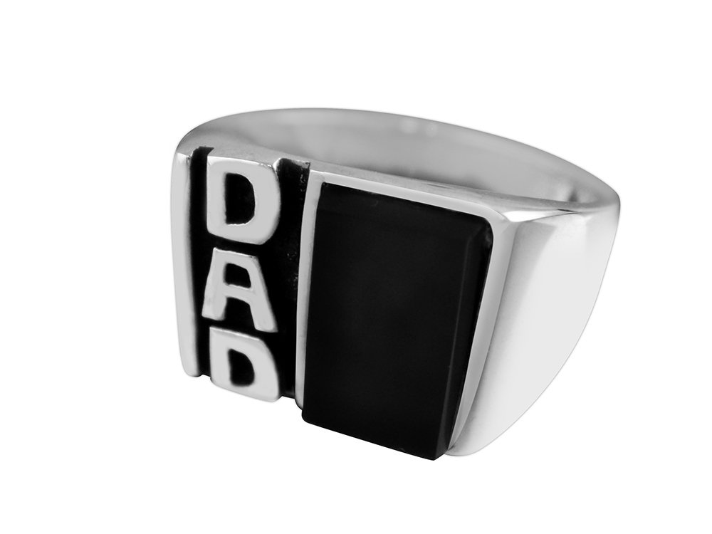 925 Sterling Silver Mens Black Onyx DAD Father's Day Family Oxidized Thick Solid Ring