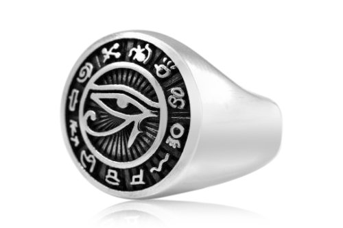 925 Sterling Silver Egypt Egyptian Eye of God Horus Udjat Illuminati Signet Ring