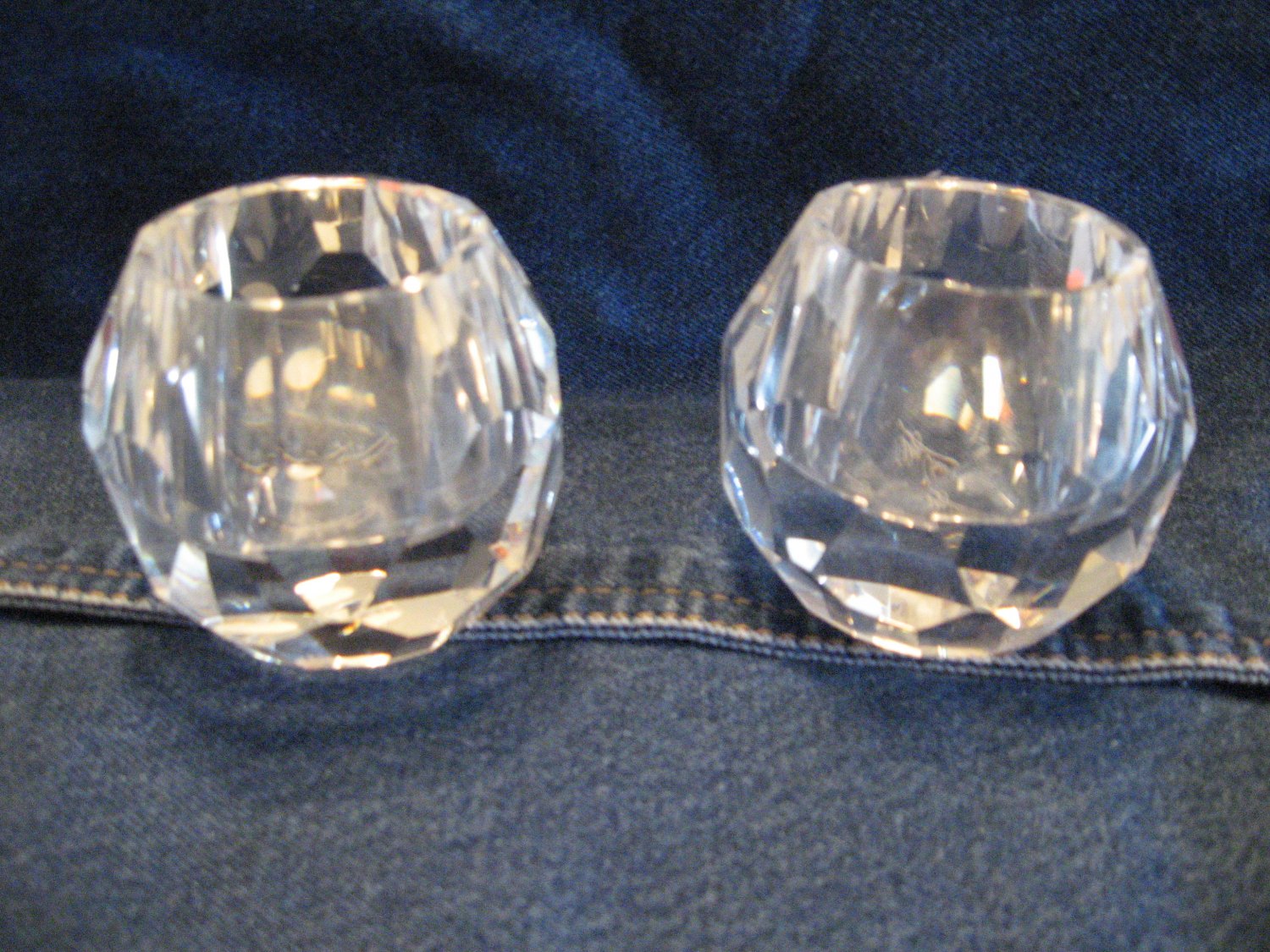 Set (2) of crystal votive candle holders Oleg Cassini