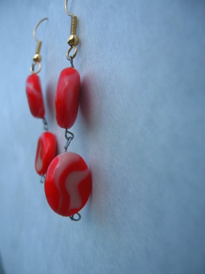 Red & White Swirled Earrrings
