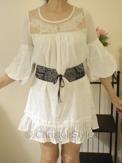 White Lace Cocktail Wedding Baby Doll Dress Size M (was $26)