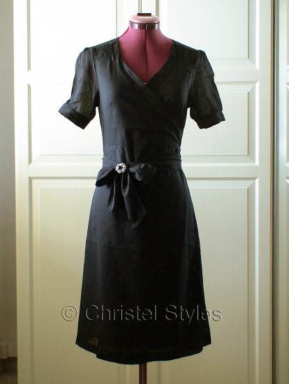 Classic & Stylish Black Cotton Wrap Dress Size M (was $22)