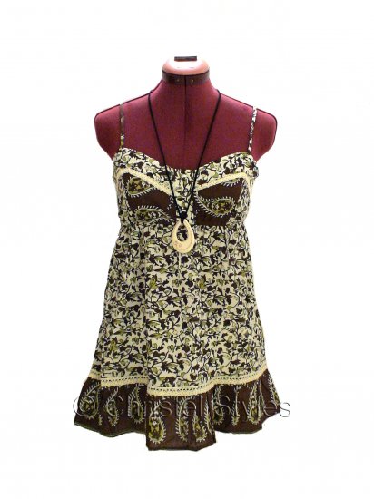 Brown Floral Spaghetti Lace Baby Doll Empire Top Size L (was $19)