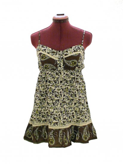 Brown Floral Spaghetti Lace Baby Doll Empire Top Size S (was $19)