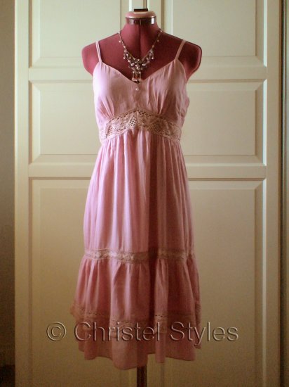 Sexy Dusty Pink Cocktail Wedding Baby Doll Lace Dress Size S (was $26)