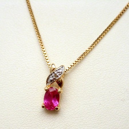 Vintage Sterling Silver Gold Vermeil Necklace Pink Stone Diamond Accent