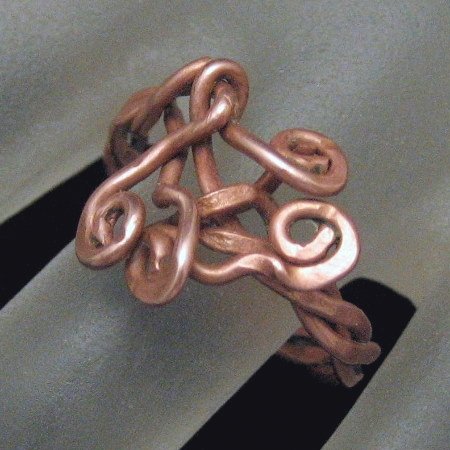 Vintage Artisan Ring Abstract Modernist Copper Design