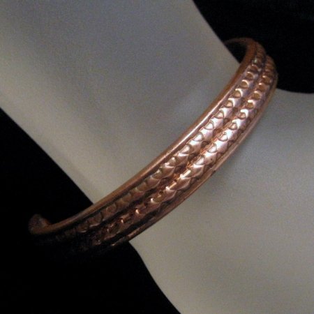 Vintage Copper Cuff Bracelet Unique Patterned Design