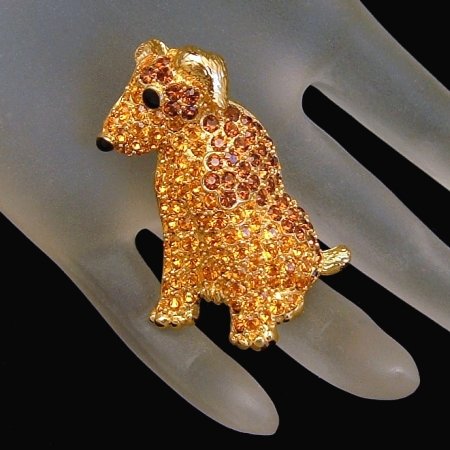 TRIFARI Rhinestone Brooch Pin Airedale Dog Figural Dated Possible Limited Edition