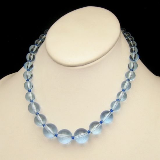 Vintage Chunky Necklace Pale Blue Lucite Graduated Beads