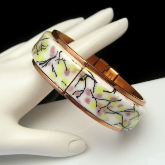 RENOIR MATISSE Vintage Cuff Bangle Bracelet Copper Enamel