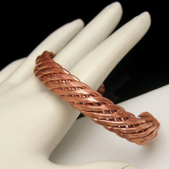 Vintage Copper Braided Bracelet Cuff Bangle Style Unique Design Nice Color