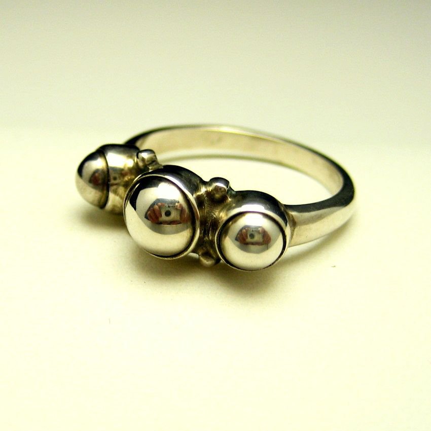 Georg Jensen Denmark Sterling Vintage Ring Mid Century Modernist Unique Size 7