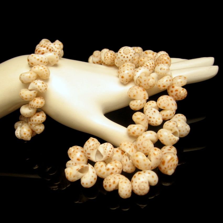 Vintage Large Sea Shells Necklace Bracelet Set Beautiful Polished Vacation Beach