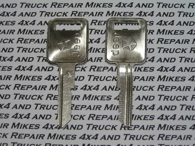 2 Jeep Cherokee Comanche Grand Wagoneer Wrangler 1991-1992 factory OEM key blanks keys blank