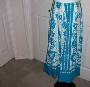 Solitaire Ankle Length Blue and White Skirt - Size Medium