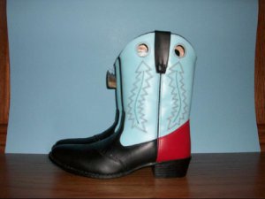 Cimarron Black, Blue and Red Cowgirl Boots - Size 7