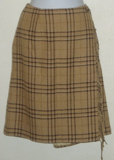 NWT Brown Plaid Sag Harbor Petite Faux Wrap Skirt Sz 12