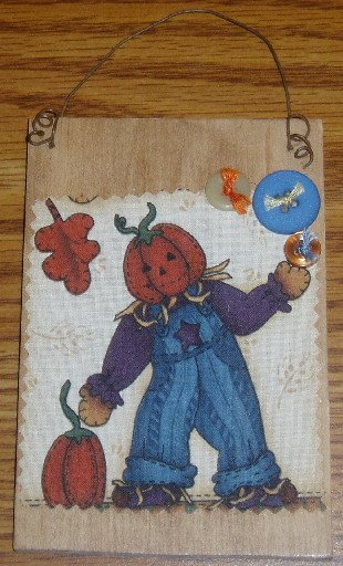 Pumpkin Scarecrow Wooden Plaque Halloweeen Fall Decor