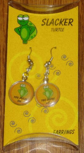 Slacker Turtle You Scare Me Novelty Dangle Earrings