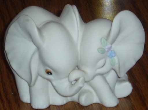 1993 HOMCO Porcelain Elephant Pair Figurine White
