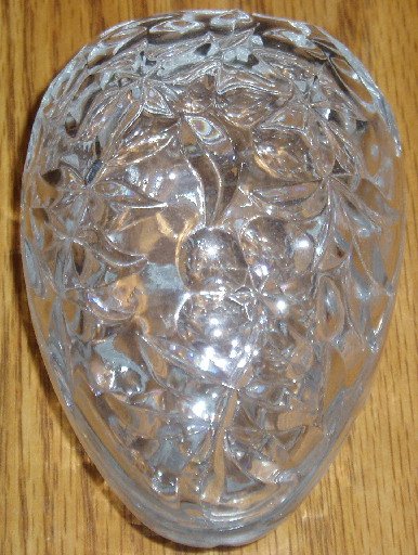 Clear Glass Oval Shape Trinket Box Floral Flower Design