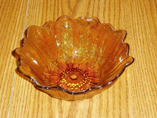 Vintage Indiana Glass 7" Amber Bowl Lily Pons Pattern