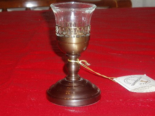 Brass and Glass Votive Candle Holder New Never Used