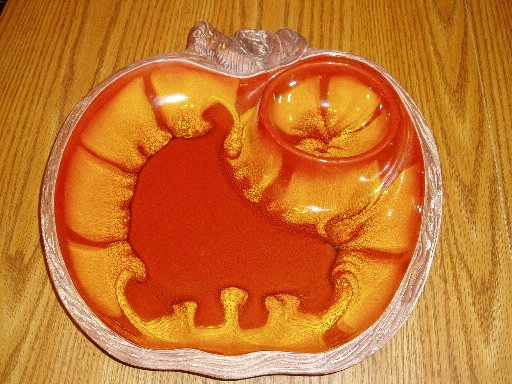 USA Pottery Apple Shaped Snack Tray Orange/Red #804