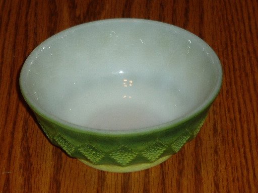 Fire-King Green Kimberly Pattern Dessert/Berry Bowl