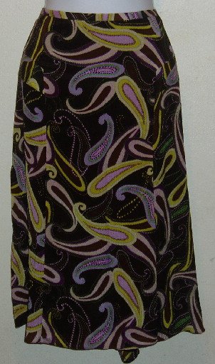 NWT Sz 8 i.e. 100% Silk Paisley Skirt Brown Yellow Pink