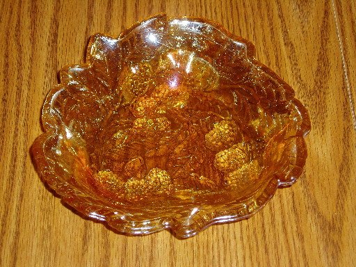 Indiana Glass Loganberry Marigold Carnival Bon Bon Bowl