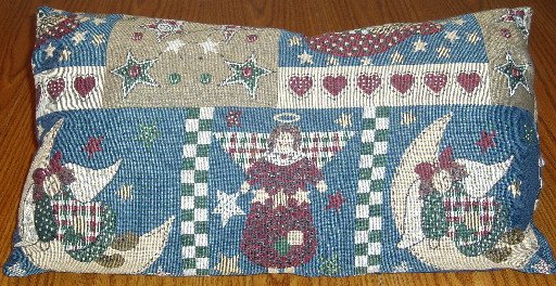 Navy Blue Embroidered Pillow Angels Hearts Stars Decor