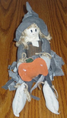 Hand Made Cloth and Wood Halloween Witch Decor