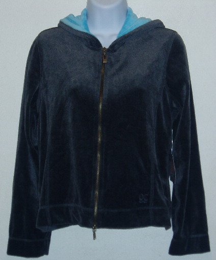 Oleg Cassini Grey/Turquoise Hooded Top/Jacket Sz PM NWT
