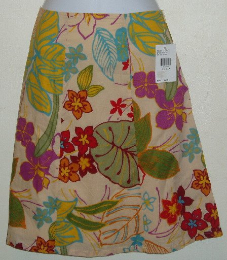 NWT Izod Tropical Print Skirt Size 14 Petite 100% Cotton