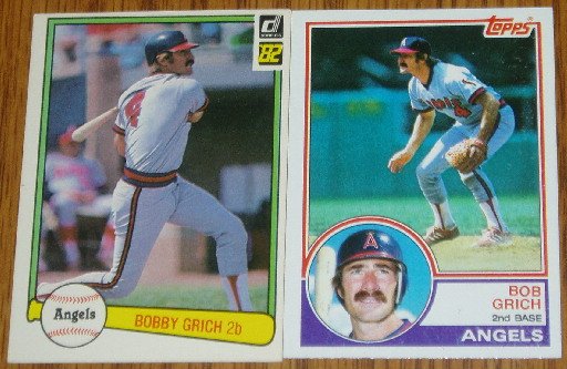 Lot of 2 Bob Grich Angels Cards Donruss & Topps MLB
