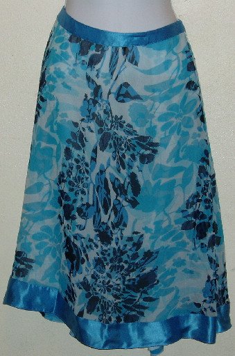 NWT Valarie Stevens Blue Floral Silk Skirt Size 18W