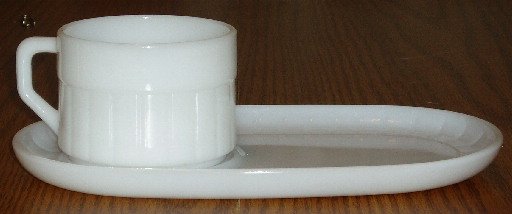 Vintage Federal White Milk Glass Cup and Snack Tray Set