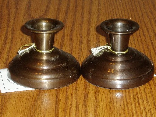 Set of 2 Brass Taper Candle Holders Candlesticks 2.5 In