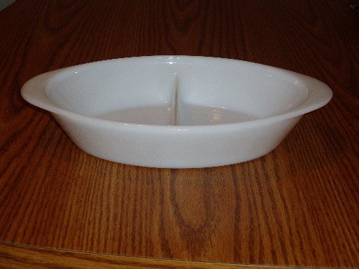 Vintage Glasbake White Divided Vegetable/Baking Dish