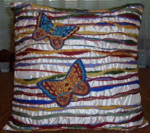 Pier 1 Pillow Butterfly Design Multi-Color Stripe Beads