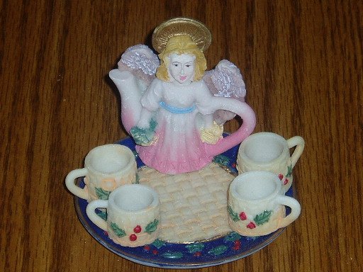 Holly Angel Miniature Tea Set Christmas/Holiday Decor
