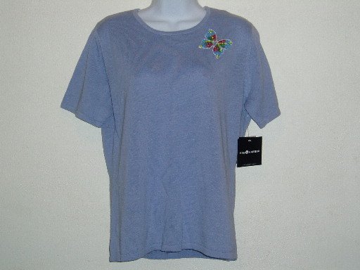 NWT Purple Sag Harbor Top Beaded Butterfly Design Sz. S