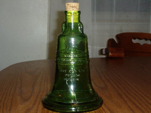 Vintage Wheaton Green Figural Liberty Bell Bottle